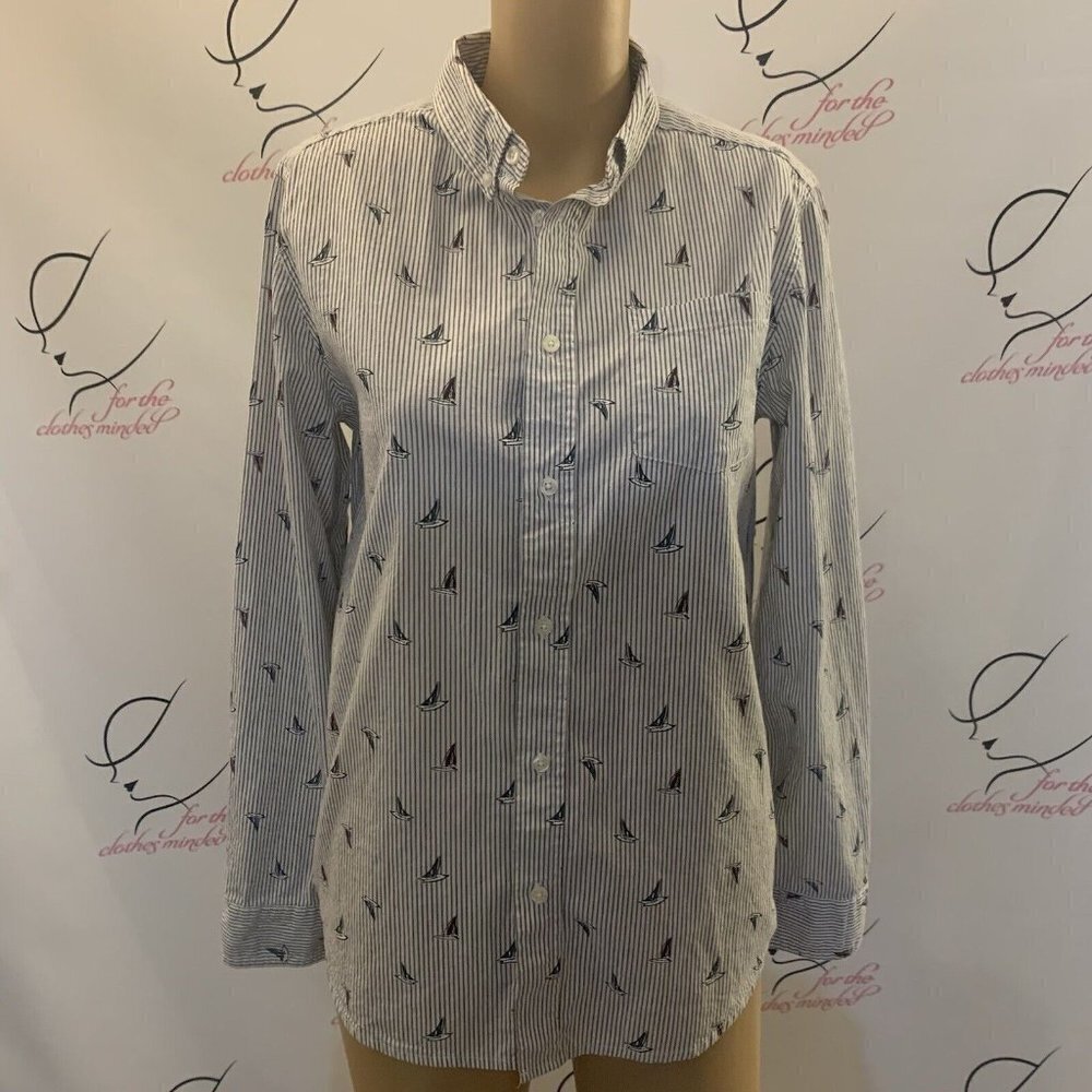 Wonder Nation. Size Large. Long Sleeve. Sail Boat Print Cotton Shirt. B87.